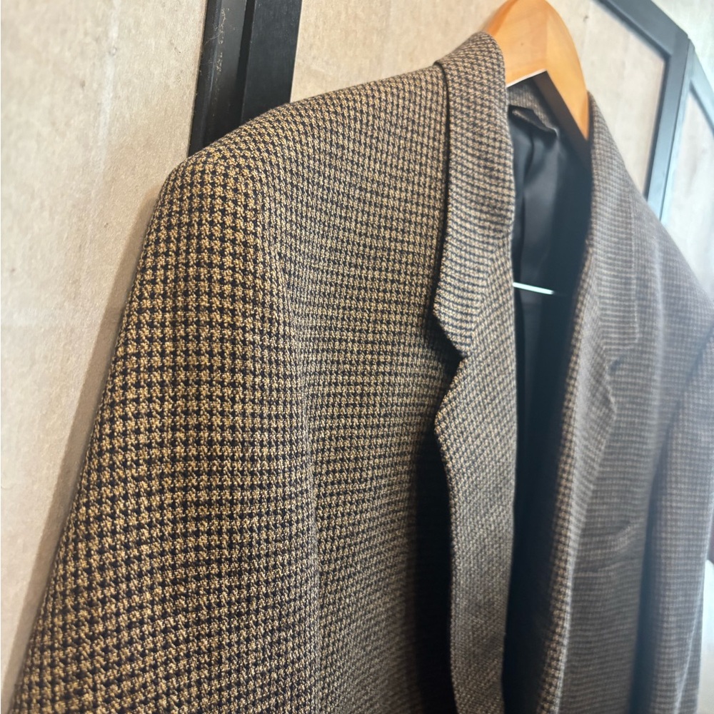 MICHAEL ADAM Vintage Shetland Wool Silk Blend Checked Houndstooth Blazer - Picture 6 of 12
